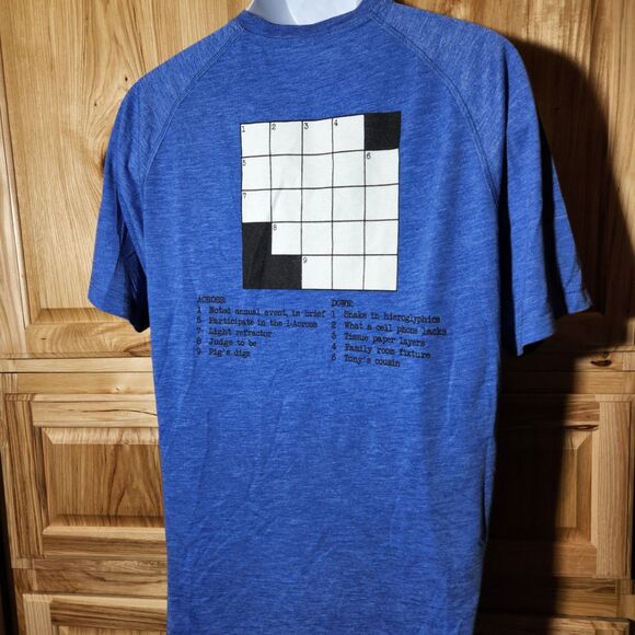 Sport-Tek Crossword Puzzle Shirt – Men’s Medium, Short Sleeve Tee, Word Game - Picture 2 of 3